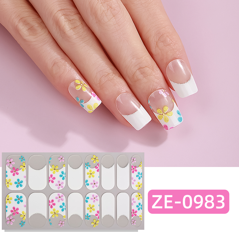 Full Cover Adhesive - 16-teilige Gradient-Marmor Nagelfolien, Glitzernde Selbstklebende Nagelstreifen,